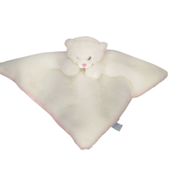 Ebba Lovey White Bear Plush Pink Check Security Blanket Soft Fluffy - Picture 1 of 6